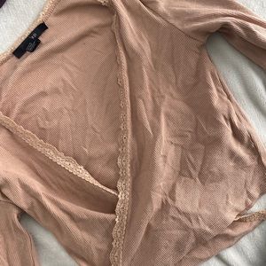 Cream FOREVER 21 long cross over sleeve